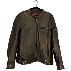 Unik Dark Leather Jacket with Buckles